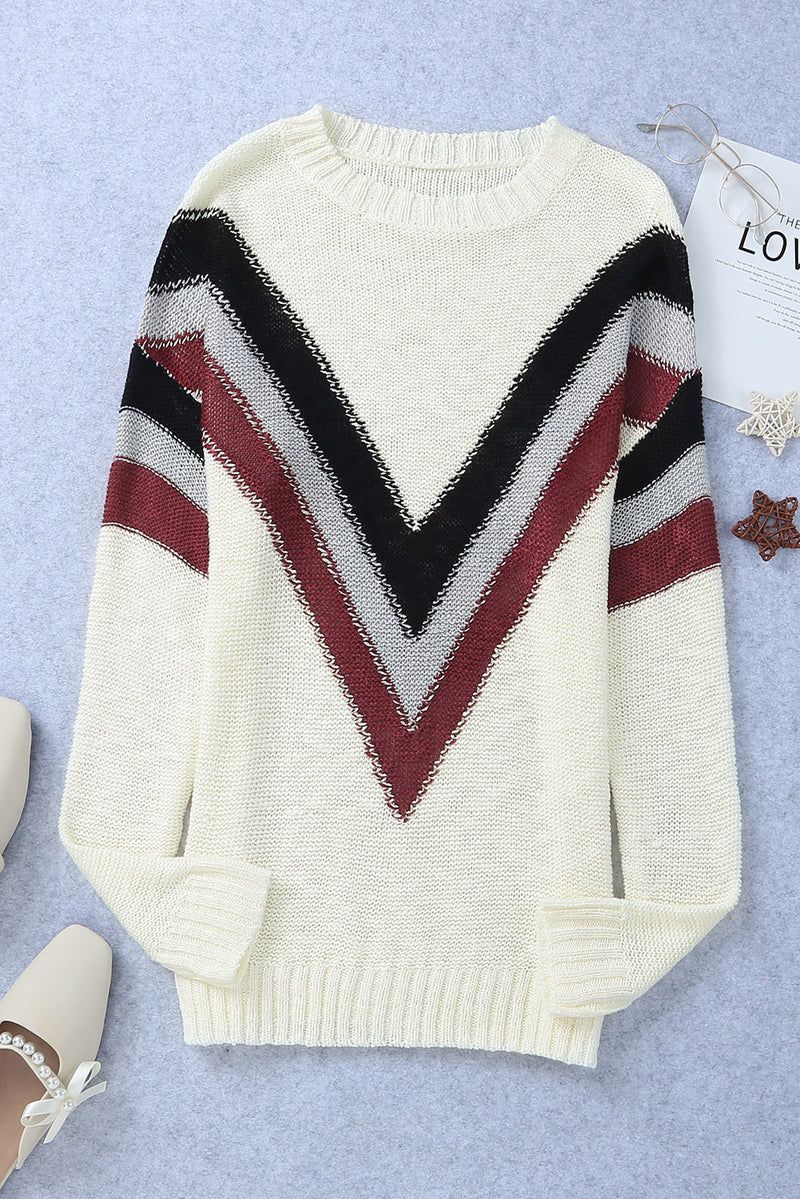 Cecilia Chevron Striped Sweater-4