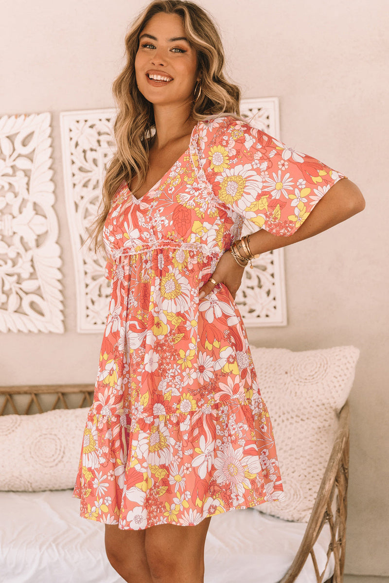 Louise Wide Flutter Sleeve Floral Dress-2