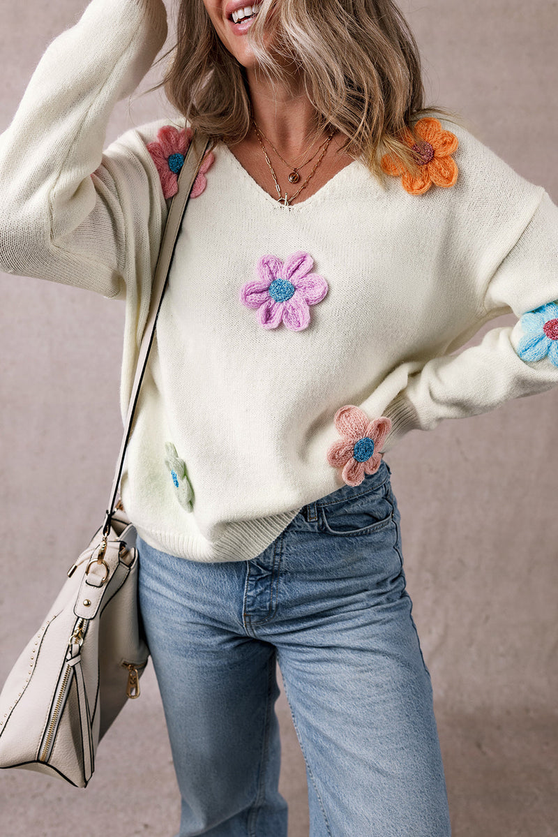 Isabella Crochet Flower Sweater-2