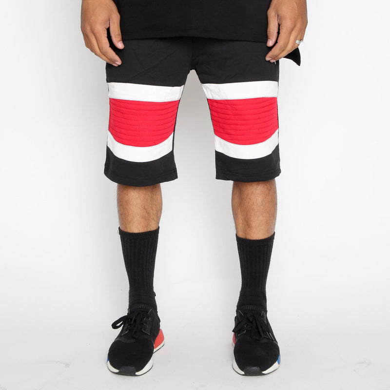 Red Stripe Moto Shorts-1