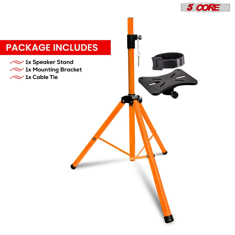 5 Core Speaker Stand Tripod Heavy Duty Adjustable Up to 72 Inch DJ Studio Monitor Stands Pole Mount Orange-1