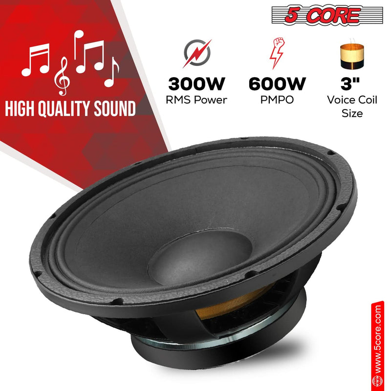 5 Core 10 inch Guitar Speaker 600W Max Power 8 Ohm 96 Oz Magnet Replacement Driver Speakers-2