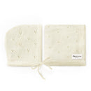 Organic Pointelle Swaddle Blanket + Hat Gift Set-7