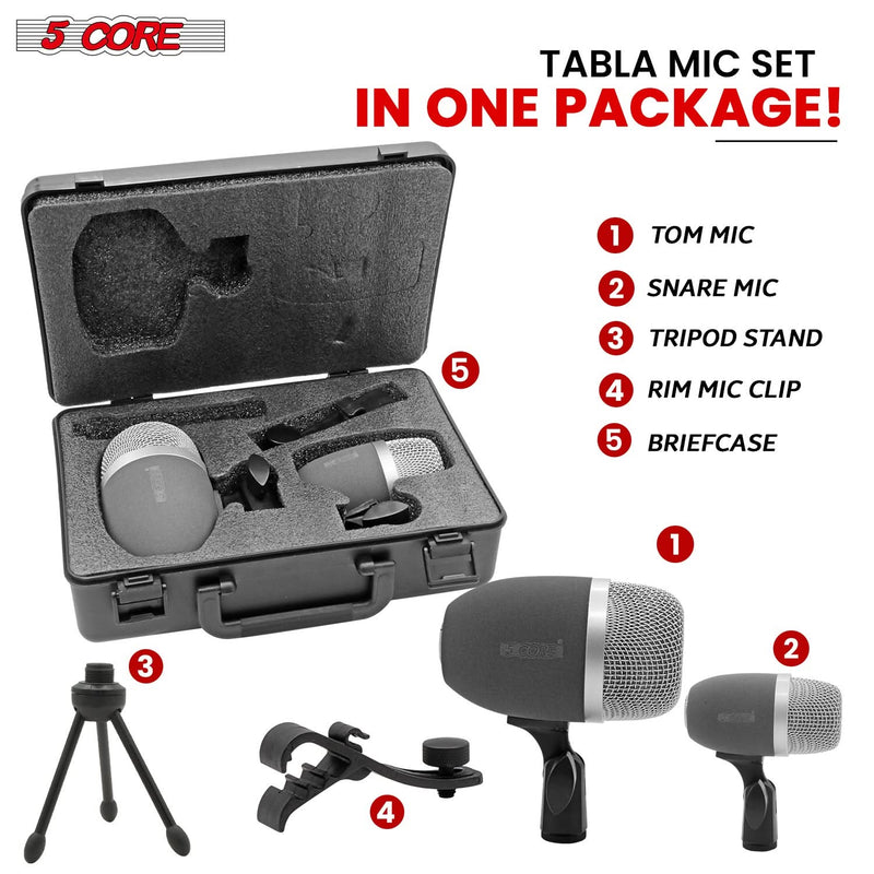 5 Core Tabla Mic XLR Wired Uni Directional Snare Tom Instrument Microphone BLACK-3