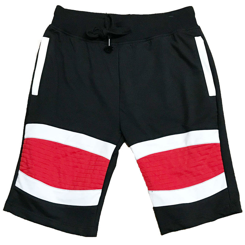 Red Stripe Moto Shorts-0