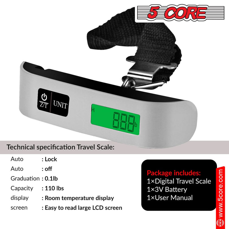 5Core Digital Luggage Scale Travel Weight Scales Hanging Baggage Weighing Machine-1