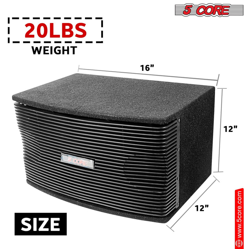 5Core 8 Inch Car Subwoofer Box Black 800W Peak 8 Ohm Vented Trunk Speaker Sub Woofer-1