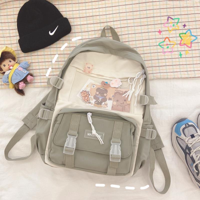 Color: Green - Cute Teenage High School Student Junior High School Student Backpack