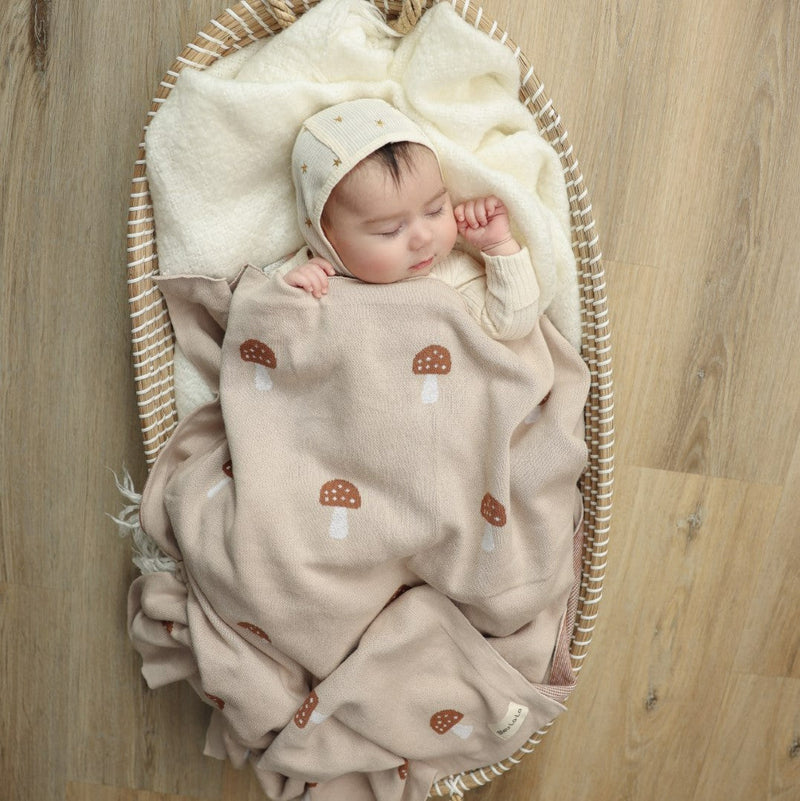 Luxury Knit Mushroom Swaddle Baby Blanket-1