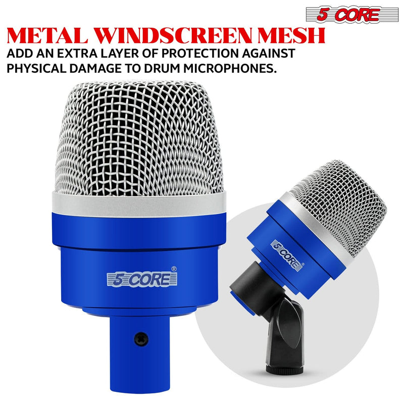 5Core Drum Mic Kit 7 Pcs Kick BassTom Snare Dynamic Microphone Instrument Mics Set Blue-3