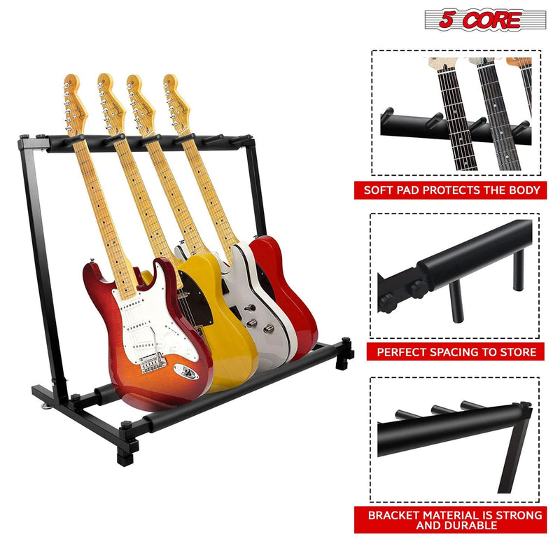 5 Core Multi Guitar Rack Stand Floor 5 Slot Adjustable Flying V Guitars Holder-1