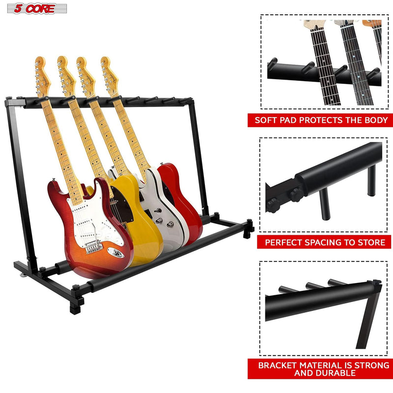 5 Core Multi Guitar Rack Stand Floor 7 Slot Adjustable Flying V Guitars Holder-1