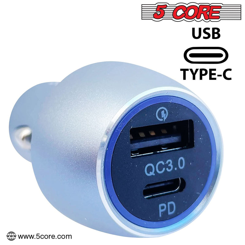 5Core Car Charger USB Type C Adapter 36W Fast Charging Anker Outlet-1