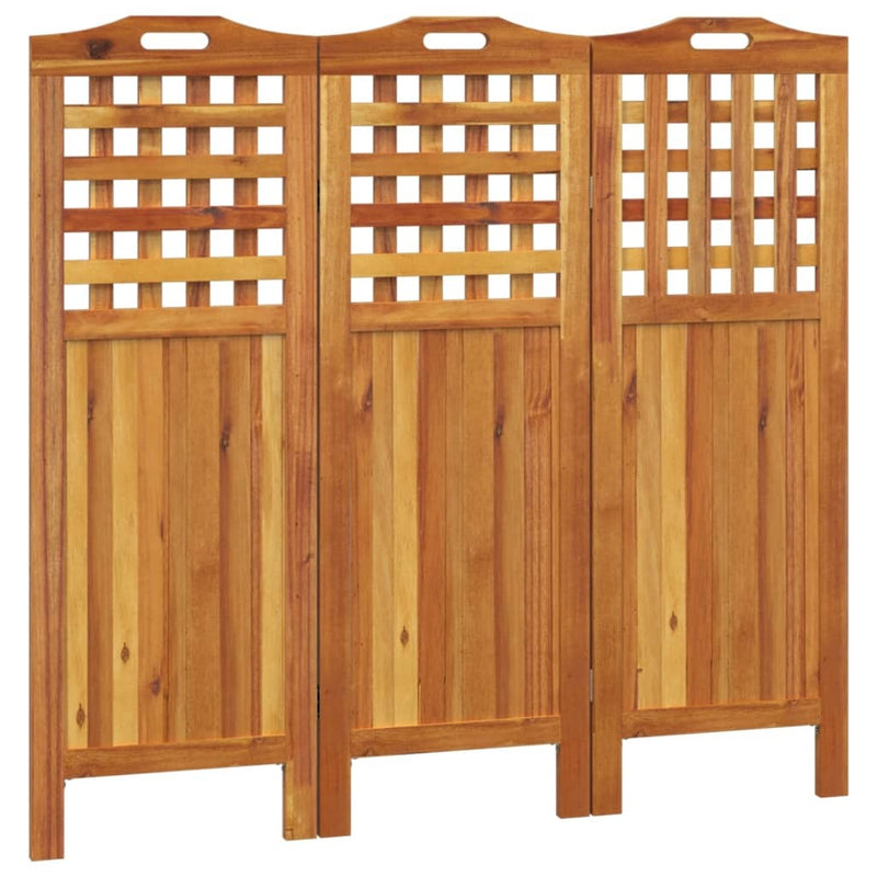 3-Panel Room Divider 47.8"x0.8"x45.3" Solid Wood Acacia