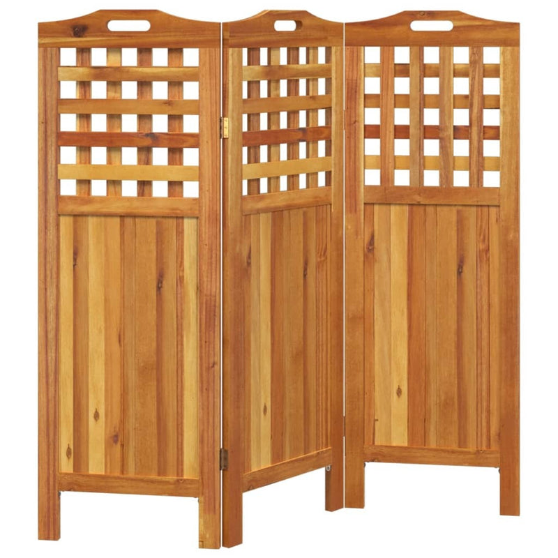 3-Panel Room Divider 47.8"x0.8"x45.3" Solid Wood Acacia