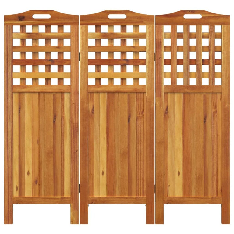 3-Panel Room Divider 47.8"x0.8"x45.3" Solid Wood Acacia