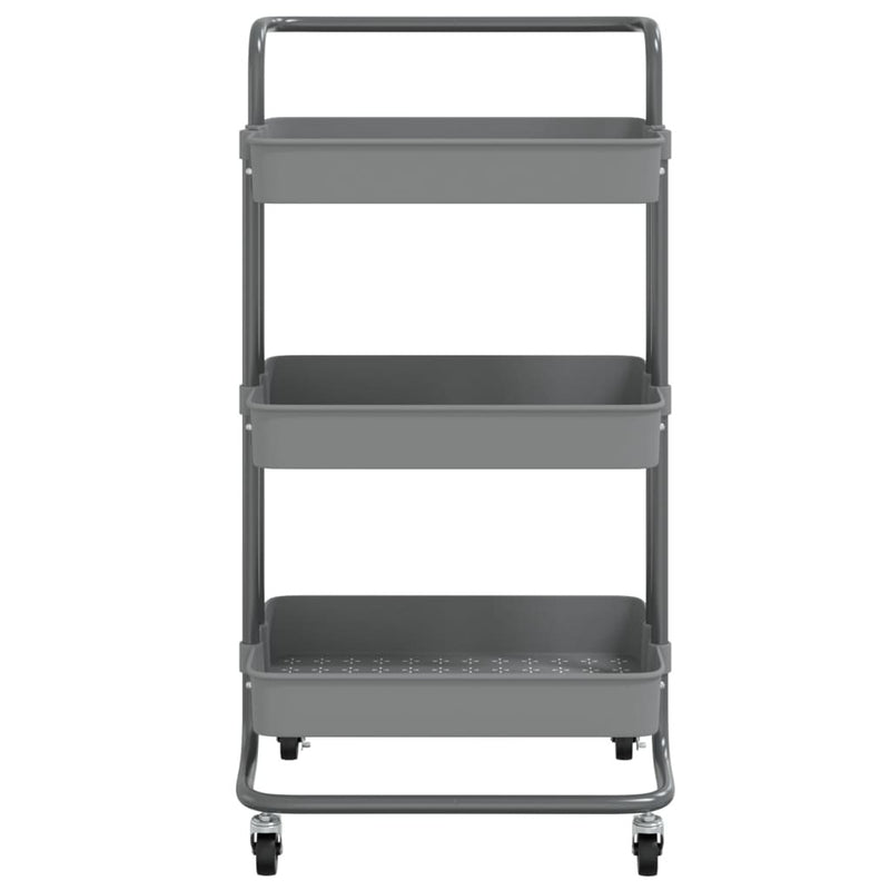 3-Tier Kitchen Trolley Gray 16.5"x13.8"x33.5" Iron and ABS