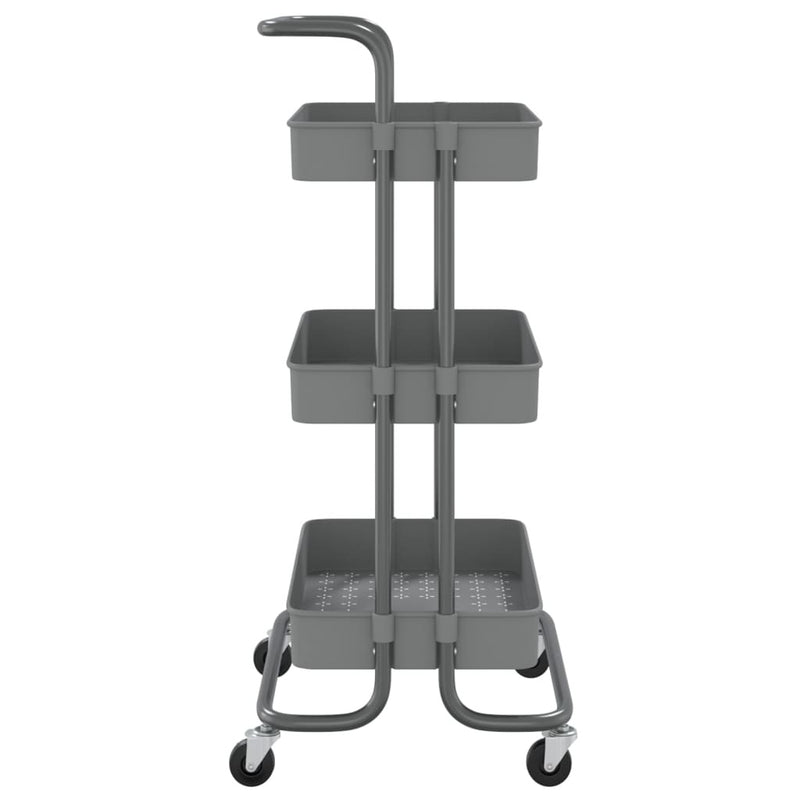 3-Tier Kitchen Trolley Gray 16.5"x13.8"x33.5" Iron and ABS