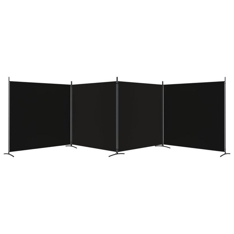 4-Panel Room Divider Black 274.8"x70.9" Fabric