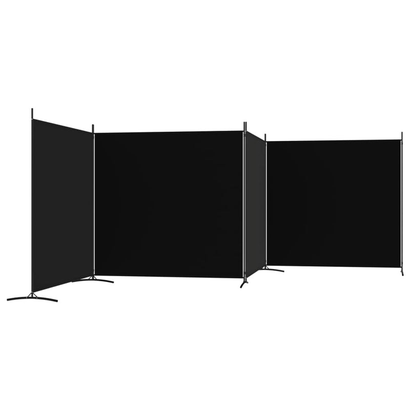 4-Panel Room Divider Black 274.8"x70.9" Fabric