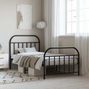 Metal Bed Frame without Mattress with Footboard Black 39.4"x78.7"