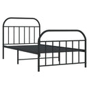 Metal Bed Frame without Mattress with Footboard Black 39.4"x78.7"
