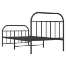 Metal Bed Frame without Mattress with Footboard Black 39.4"x78.7"