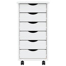 Rolling Cabinet with Drawers MOSS White Solid Wood Pine