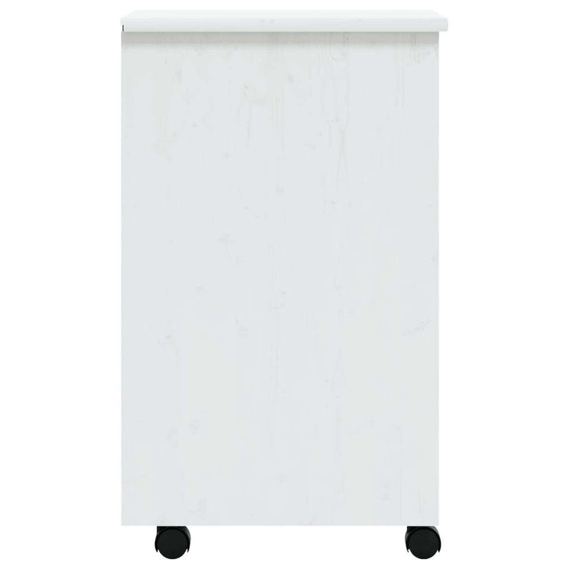 Rolling Cabinet with Drawers MOSS White Solid Wood Pine