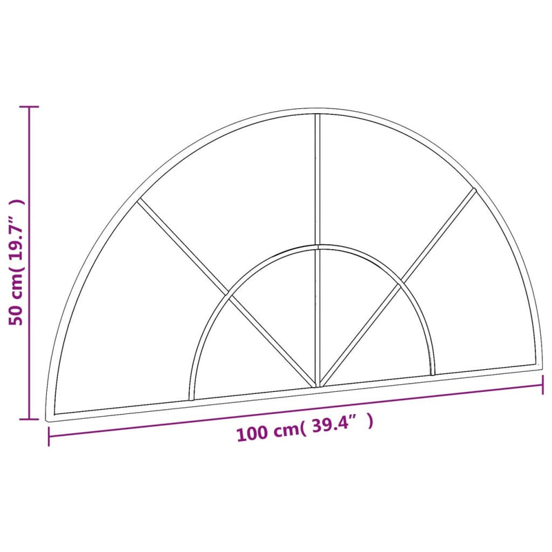 Wall Mirror Black 39.4"x19.7" Arch Iron