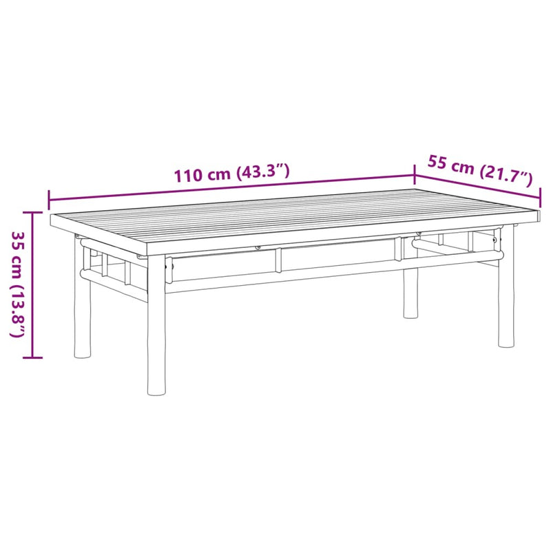 Coffee Table 43.3"x21.7"x13.8" Bamboo