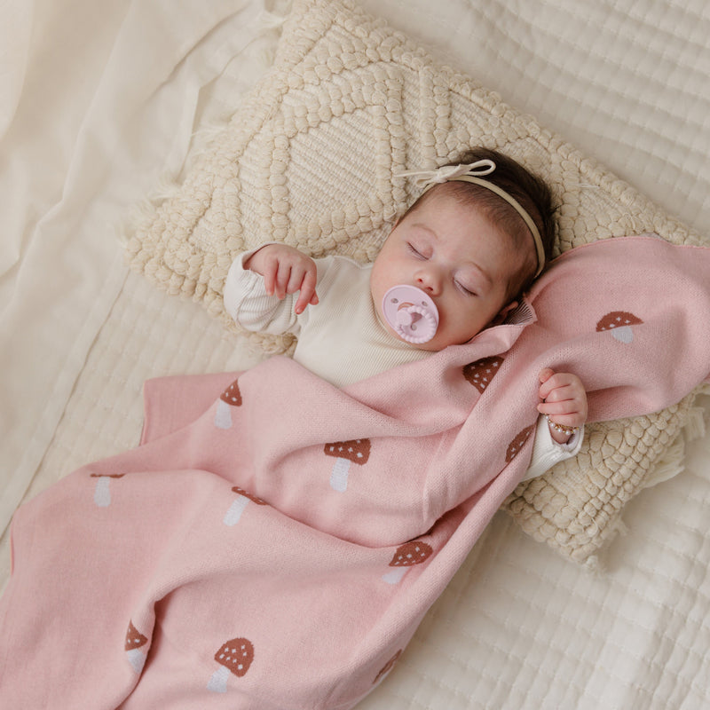 Luxury Knit Mushroom Swaddle Baby Blanket-2