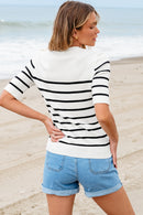 Maisy Striped Half Sleeve Knitted Top-1