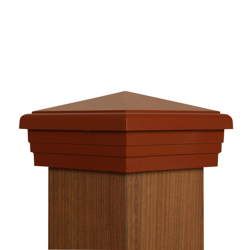 4x4 Post Cap │Cedar Color Pyramid Top-2