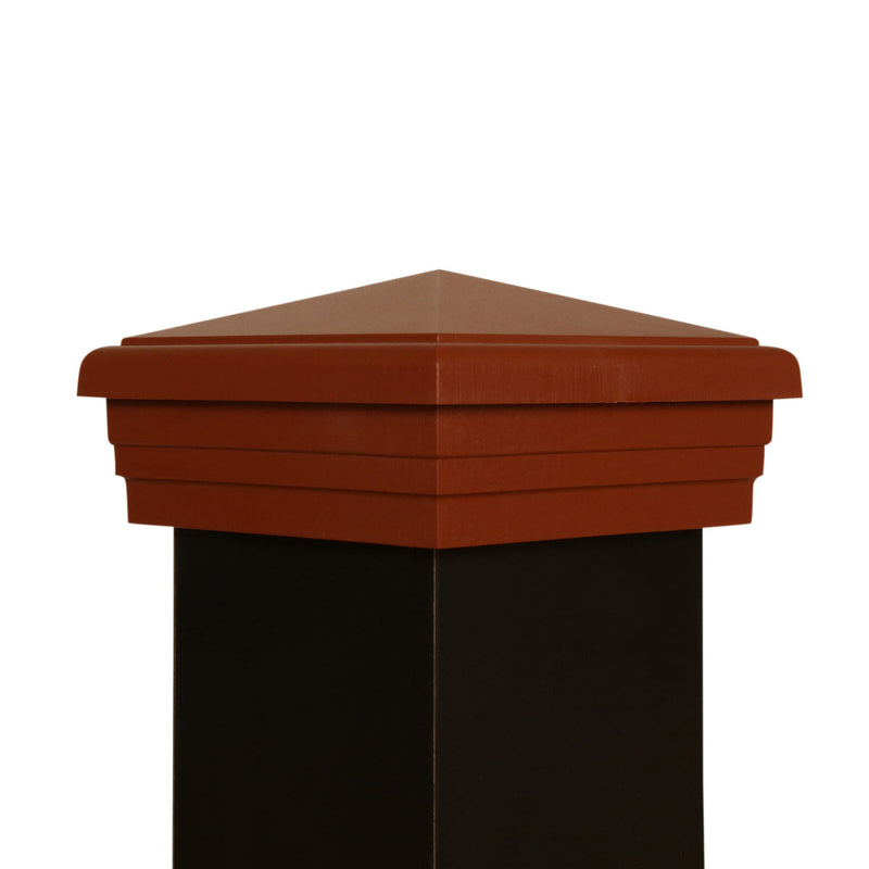 4x4 Post Cap │Cedar Color Pyramid Top-1