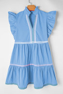 Amelie Flutter Sleeve V Neck Tiered Dress-2