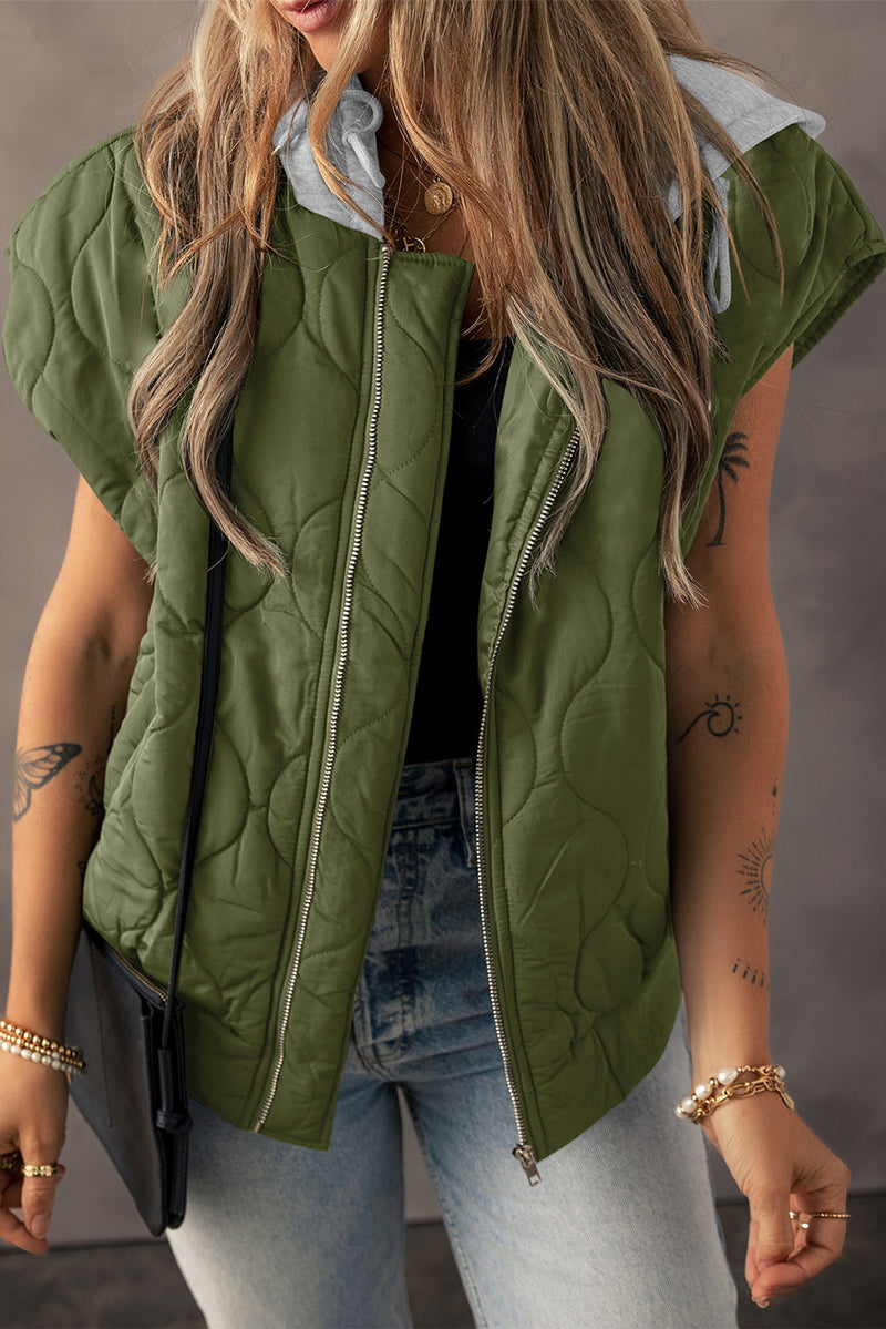 Harlow Quilted Hooded Zip Up Puffer Vest-0