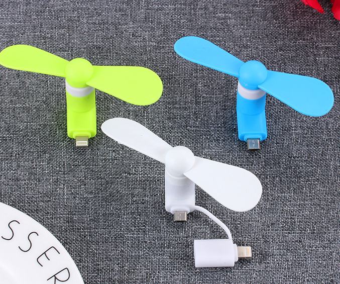 Color: White, Model: 2 in 1 - Mobile mini fan