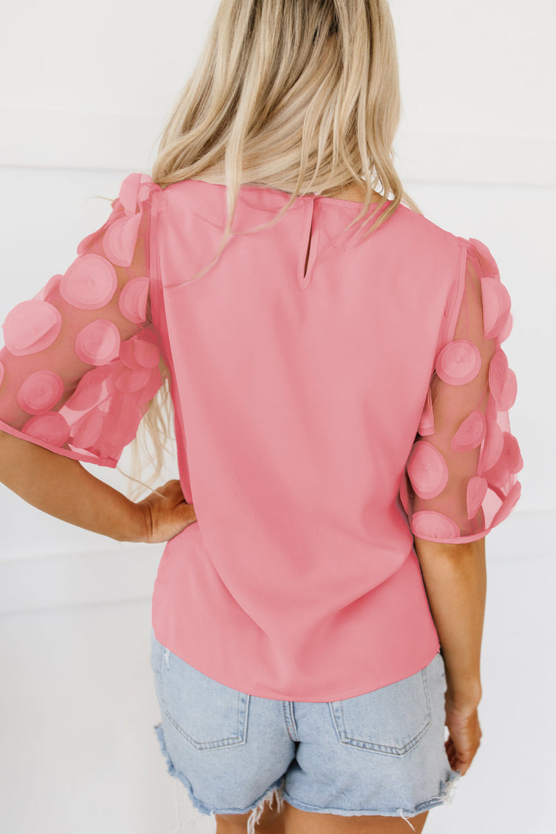 Aliza Applique Mesh Half Sleeve Blouse-1