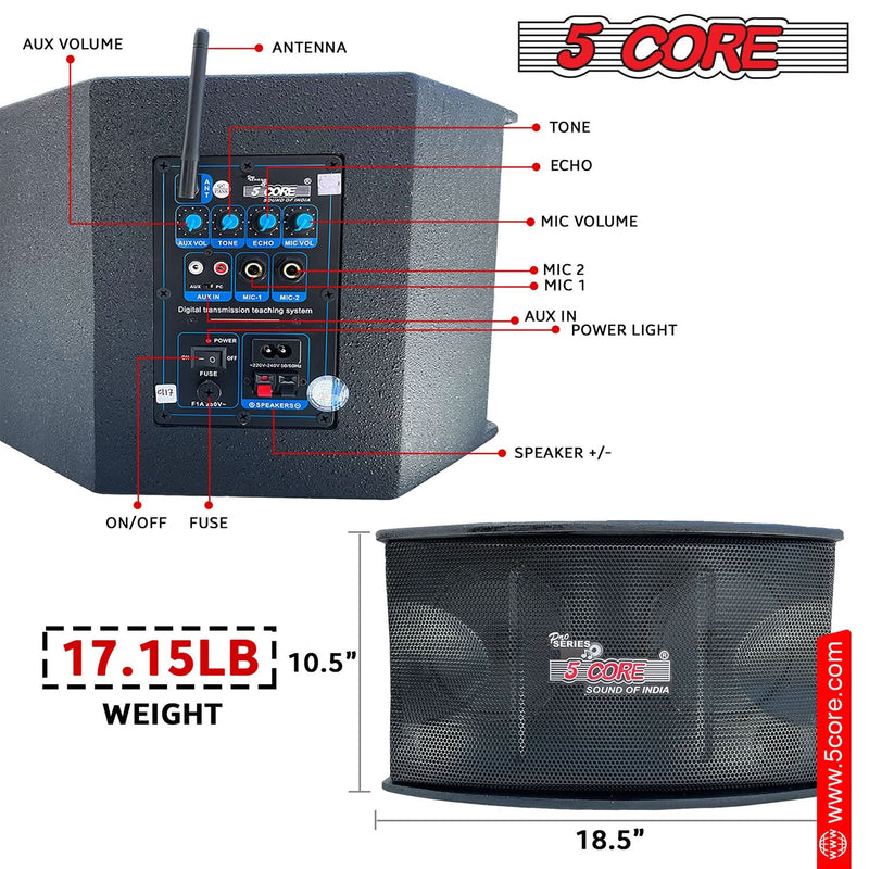 5Core Voice Amplifier 200W Portable PA Speaker System + Wireless Lavalier Microphone-1