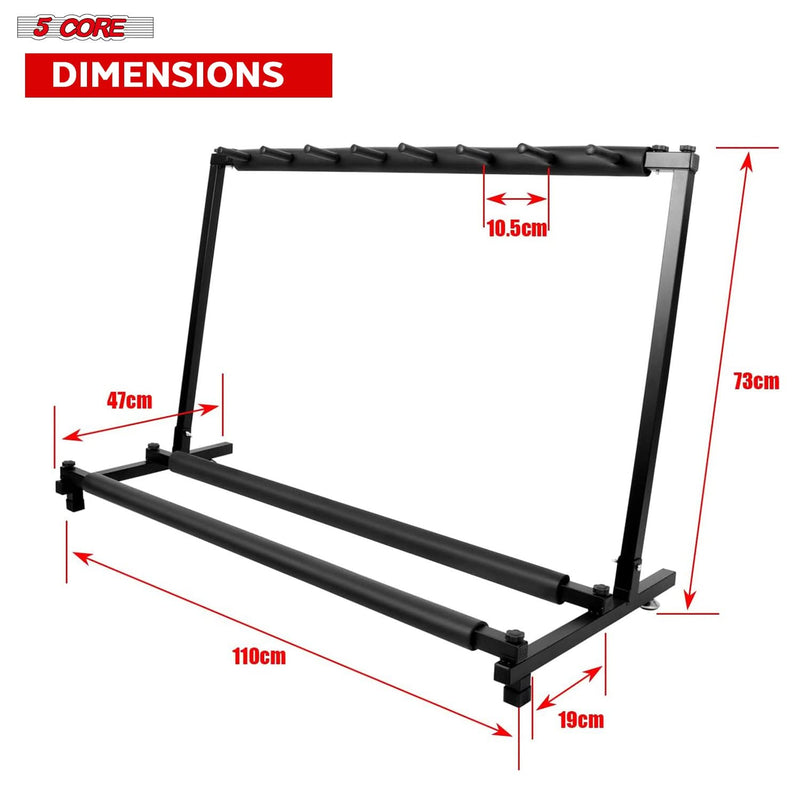 5 Core Multi Guitar Rack Stand Floor 7 Slot Adjustable Flying V Guitars Holder-3