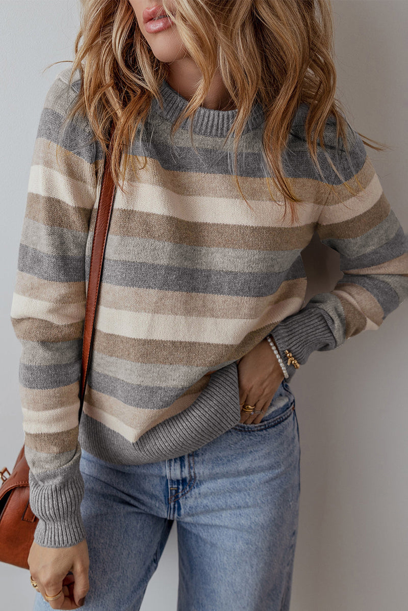 Eliana Stripe Ribbed Sweater-0