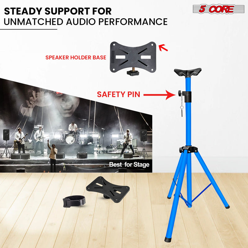 5 Core Speaker Stand Tripod Floor Adjustable Up to 48 Inch DJ Studio Monitor Stands Pole Mount Pair SKY BLUE-3