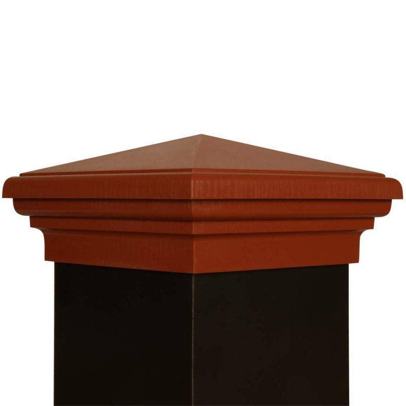 6x6 Post Cap │ Cedar Color Pyramid Top-2