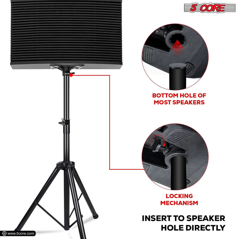 5 Core Speaker Stand Tripod Heavy Duty Adjustable Up to 72 Inch DJ Studio Monitor Stands Pole Mount Black-4