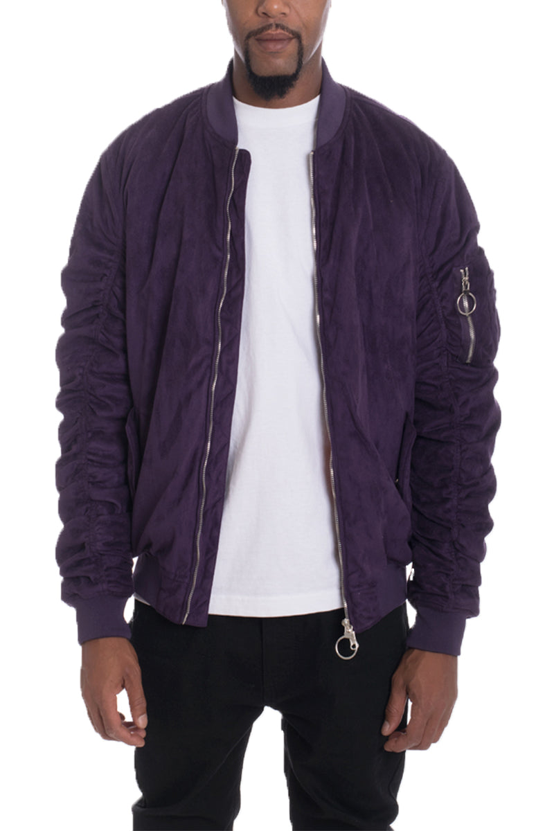 Faux Suede Tagged Bomber-5