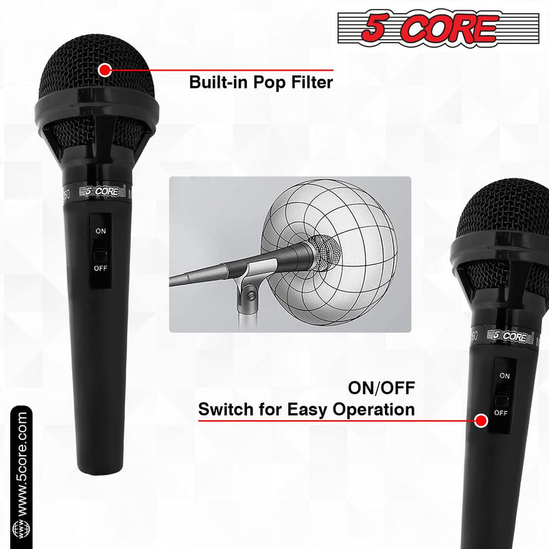 5Core XLR Microphone Dynamic Mic Karaoke Singing Studio Mics Handheld Microfono-4