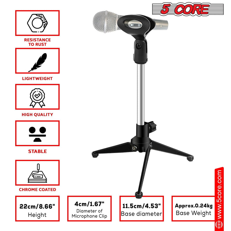 5Core Desktop Mic Stand Tripod Universal Desk Microphone Holder Table Top Stands-4