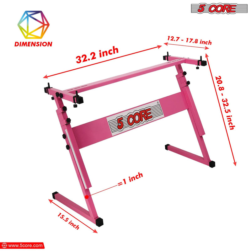 5 Core Keyboard Stand Z Style Height Adjustable Sturdy Piano Riser Lift Holder Stands PINK-2