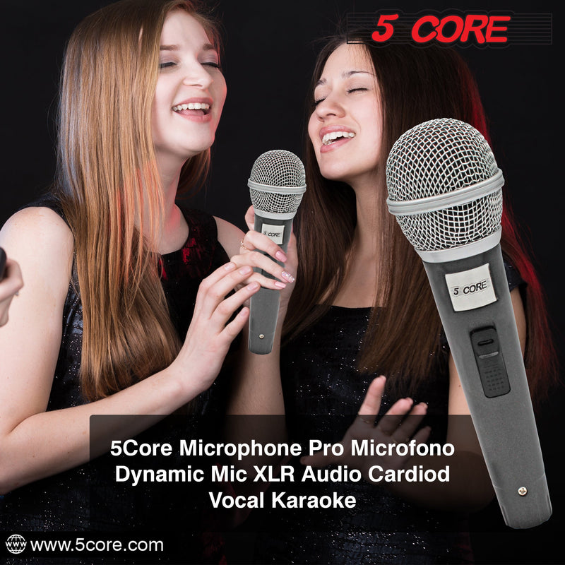5 Core Karaoke Microphone Dynamic Vocal Handheld Mic Cardioid Unidirectional Microfono w On and Off Switch Includes XLR Audio Cable Mic Holder -PM 18-15